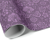 Elegant  Paars Floral Damask Pattern Cadeaupapier (Rol Hoek)