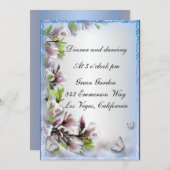 Elegant Paars Floral en vlinder Kaart (Voorkant / Achterkant)