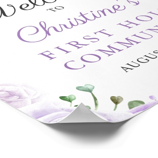 Elegant Paars Floral First Heilige Communauteit We Poster (Hoek)