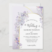 Elegant Paars Floral Foliage Gold Arch Weddenschap Kaart (Voorkant)