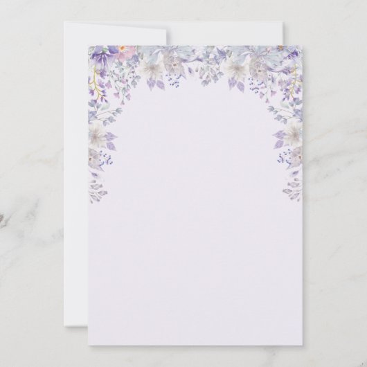 Elegant Paars Floral Foliage Gold Arch Weddenschap Kaart (Achterkant)