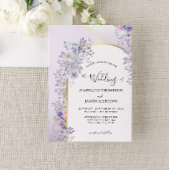 Elegant Paars Floral Foliage Gold Arch Weddenschap Kaart