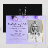 Elegant Paars Floral Foto's vieren het leven Kaart (Voorkant / Achterkant)