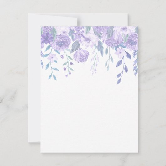 Elegant Paars Floral Funeral Memorial Dank u Bedankkaart (Achterkant)