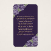 Elegant Paars Floral Funeral Prayer Kaart (Achterkant)
