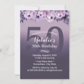 Elegant Paars Floral Girl 50e verjaardag Kaart (Voorkant)