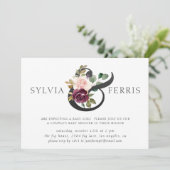 Elegant Paars Floral Girl Baby shower Kaart (Staand voorkant)