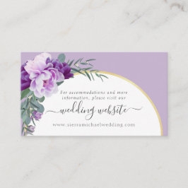 Elegant Paars Floral Gold Arch Weddenschap Website Informatiekaartje