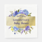 Elegant Paars Floral Gold Baby shower Hartelijk da Servet (Voorkant)