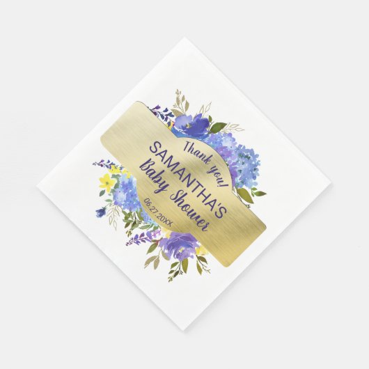 Elegant Paars Floral Gold Baby shower Hartelijk da Servet (Hoek)