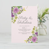 Elegant Paars Floral Green Vines 60th Birthday Kaart (Staand voorkant)