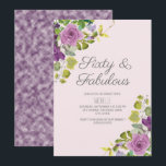 Elegant Paars Floral Green Vines 60th Birthday Kaart<br><div class="desc">Mooie en elegante paarse waterverf florale en groene bladwijnstokken op de roze 60e verjaardag / Uitnodiging van 60e en Fabulous verjaardagsfeest voor vrouwen. Tekst,  lettertype,  tekengrootte en kleur kunnen volledig worden aangepast.</div>