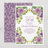 Elegant Paars Floral Green Vines 90th Birthday Kaart (Voorkant / Achterkant)