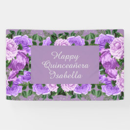 Elegant Paars Floral Happy Quinceañera Spandoek