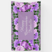 Elegant Paars Floral Happy Quinceañera Spandoek (Verticaal)