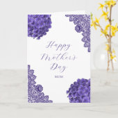 Elegant Paars Floral Heart Moederdag Kaart (Gele Bloem)