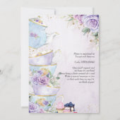 Elegant Paars Floral High Tea Party Baby shower Kaart (Achterkant)