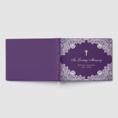 Elegant  Paars Floral Lace Funeral Photo Gastenboek (Volledig)