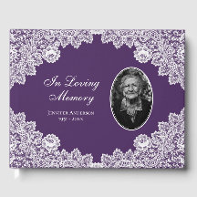Elegant  Paars Floral Lace Funeral Photo