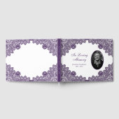 Elegant Paars Floral Lace Funeral Photo Gastenboek (Volledig)