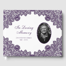 Elegant  Paars Floral Lace Funeral Photo