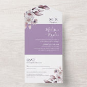 Elegant Paars Floral Lavender Wedding All In One Uitnodiging (Binnen)
