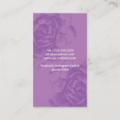 Elegant Paars Floral Makeup Artist & Hair Salon Visitekaartje (Achterkant)