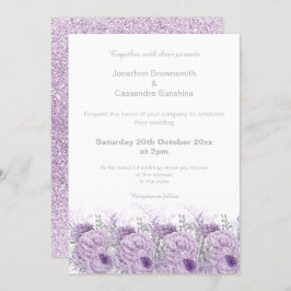 ELEGANT PAARS FLORAL MARBLE GLITTER WEDING KAART