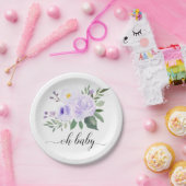Elegant Paars Floral Oh Baby shower Bord (Feest)