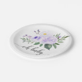 Elegant Paars Floral Oh Baby shower Bord (Gekanteld)