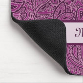 Elegant Paars Floral Paisley Pattern met naam Muismat (Hoek)