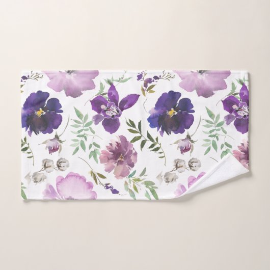 Elegant Paars Floral Pattern Bathroom Towel set Bad Handdoek (Handdoek)