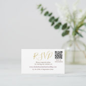 Elegant Paars Floral QR Code Black RSVP Informatiekaartje (Staand voorkant)