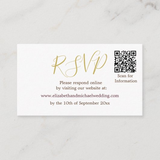 Elegant Paars Floral QR Code Black RSVP Informatiekaartje (Voorkant)