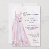 Elegant Paars Floral Quinceañera Birthday Kaart (Voorkant)