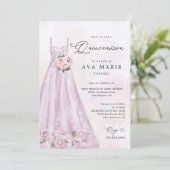 Elegant Paars Floral Quinceañera Birthday Kaart (Staand voorkant)