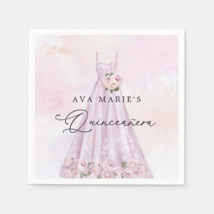 Elegant Paars Floral Quinceañera Party Napkins Servet