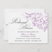 Elegant Paars Floral Rehearsal Dinner Invitation Kaart (Voorkant)