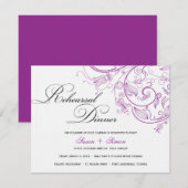 Elegant Paars Floral Rehearsal Dinner Invitation Kaart (Voorkant / Achterkant)