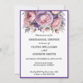 Elegant Paars Floral Rehearsal Dinner Invitation Kaart (Voorkant)