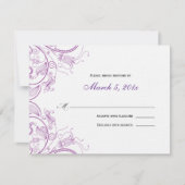 Elegant Paars Floral Response Card RSVP Kaartje (Voorkant)