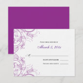 Elegant Paars Floral Response Card RSVP Kaartje (Voorkant / Achterkant)