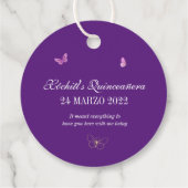 Elegant Paars Floral Roos Butterfly Dank je Bedankjes Labels (Achterkant)
