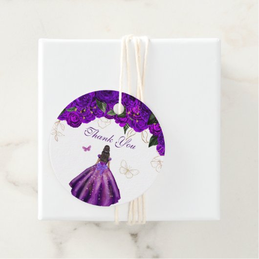 Elegant Paars Floral Roos Butterfly Dank je Bedankjes Labels (In situ)