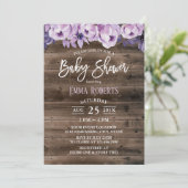 Elegant Paars Floral Rustic Barn Baby shower Kaart (Staand voorkant)