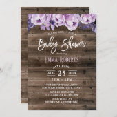 Elegant Paars Floral Rustic Barn Baby shower Kaart (Voorkant / Achterkant)