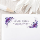 Elegant Paars Floral Rustic Wedding Etiket (Insitu)