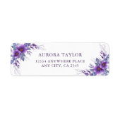 Elegant Paars Floral Rustic Wedding Etiket (Voorkant)