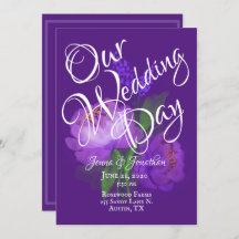 Elegant Paars Floral Script Waterverf Wedding