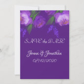 Elegant Paars Floral Script Weddenschap Save The Date (Voorkant)